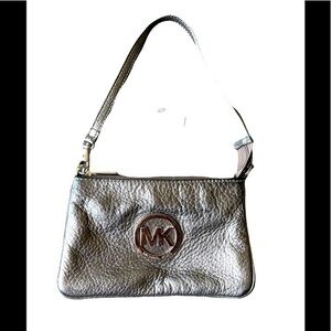 Michael kors Gray Silver Pebbled Leather Wristlet